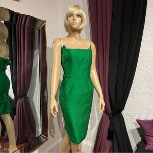 🌴🍸🌴Vintage 1960s style Victor Costa green silk cocktail dress